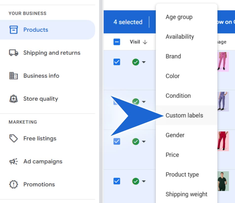 Custom labels Google Merchant Center stratégie segmentation campagnes Shopping Performance Max