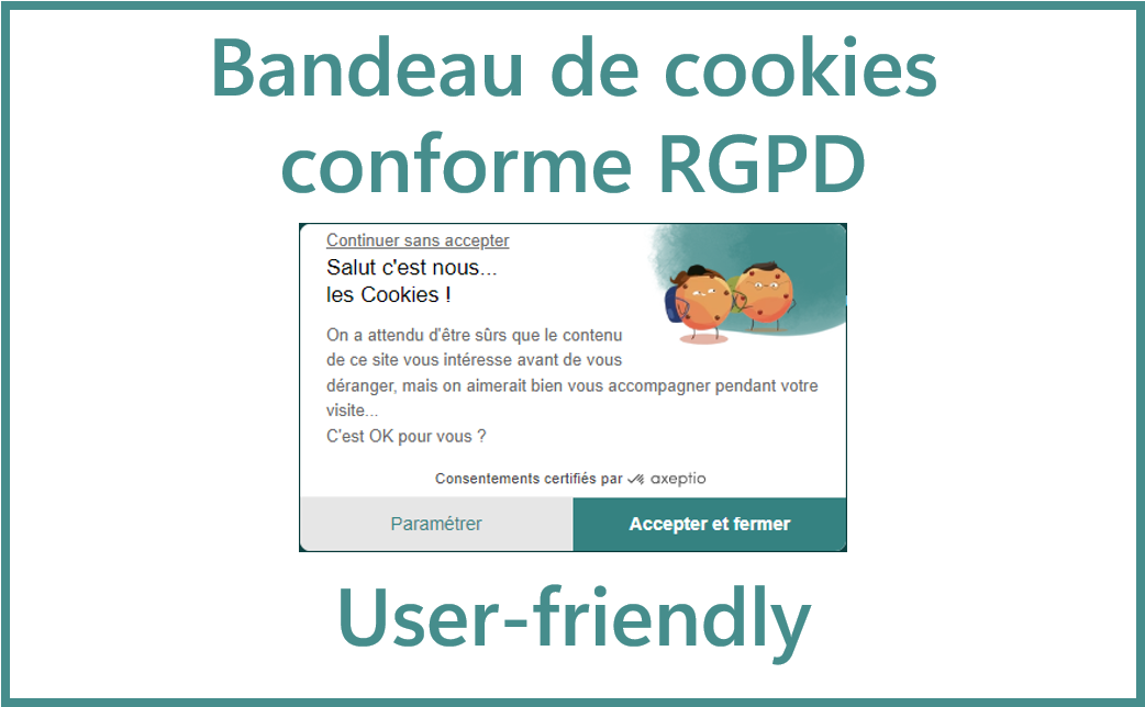 Exemple de bandeau cookies conforme au RGPD et aux recommandations de la CNIL