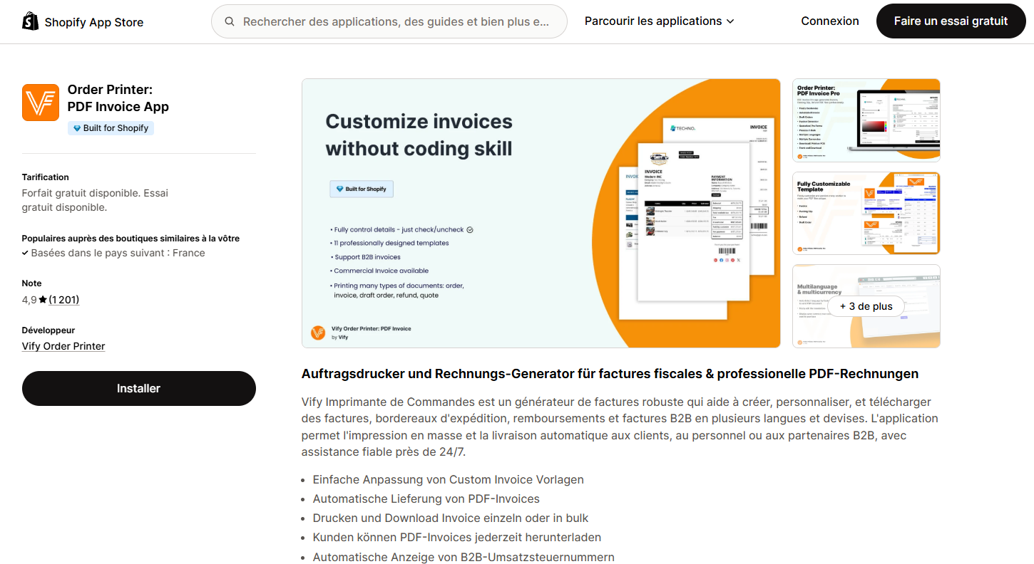 Facturation Shopify et gestion des factures pour une boutique e-commerce