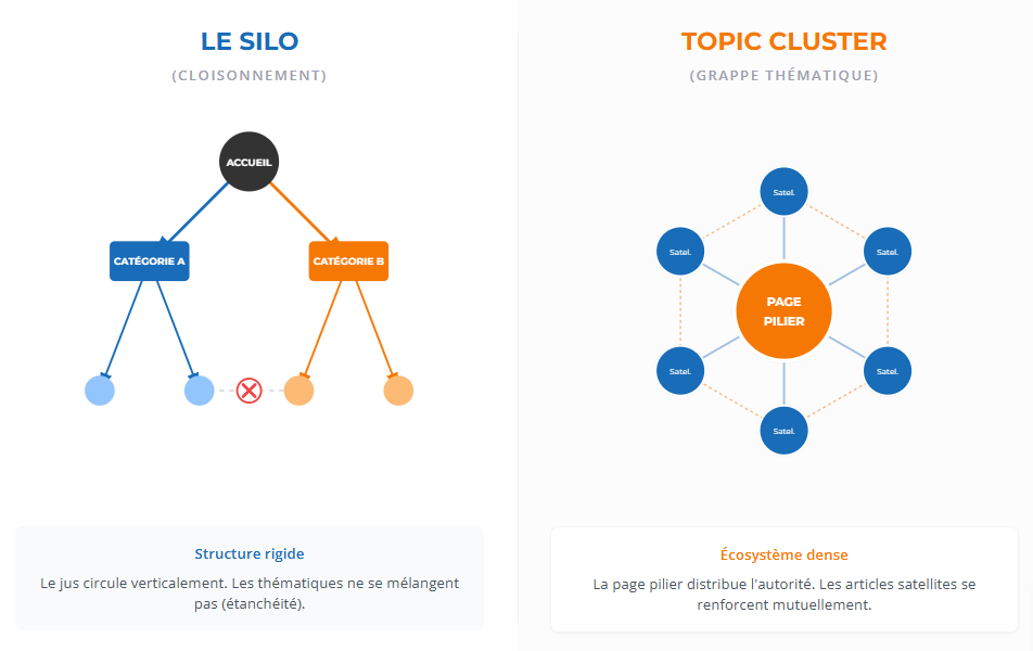 Infographie expliquant le maillage interne en SEO